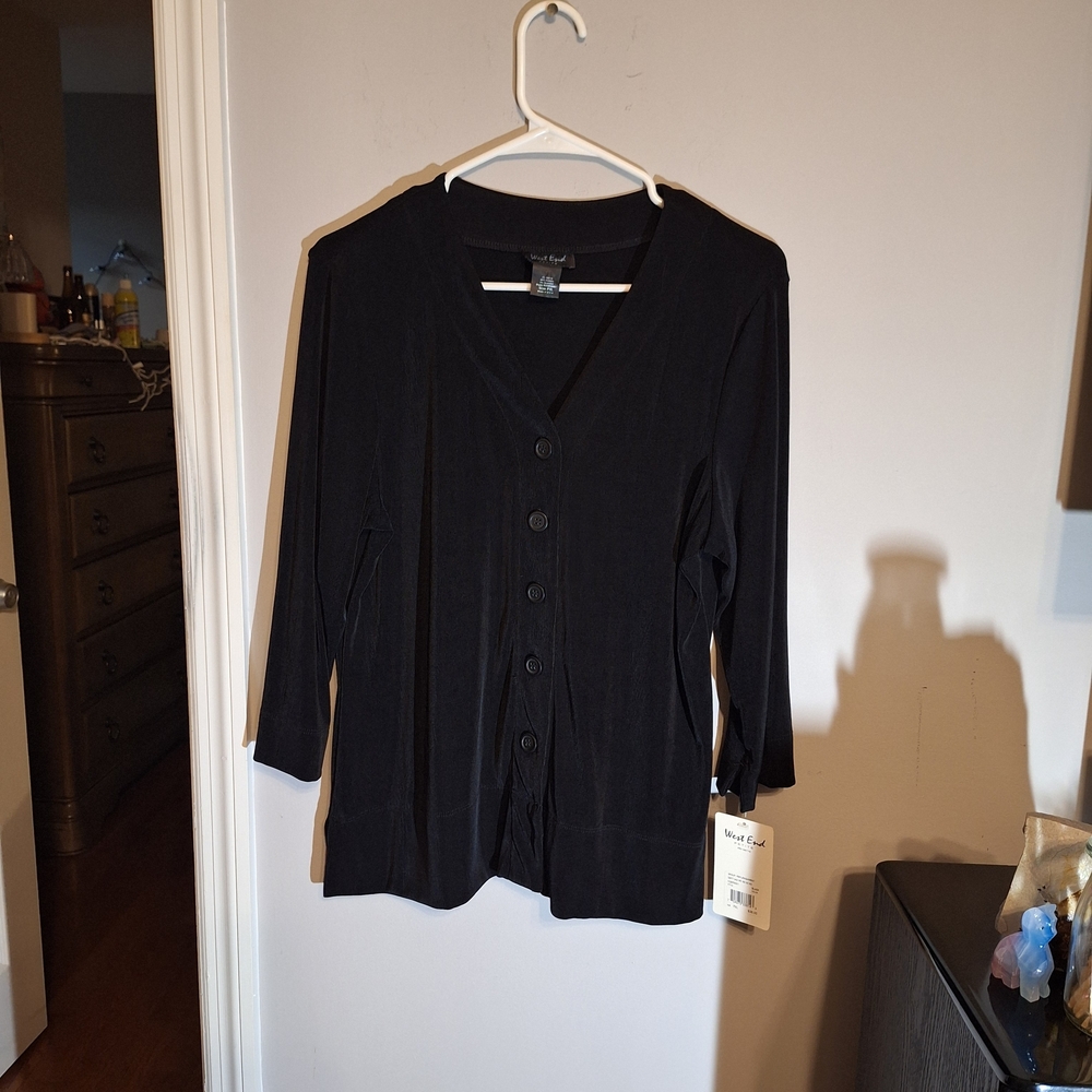 West End Everyday Black Button-Down Petite Women's Cardigan Top NWT Bundle 3/$15